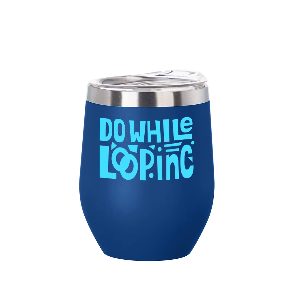 12oz/360ml Stainless Steel Stemless Cup (Powder Coated, Dark Blue) thumbnail 3