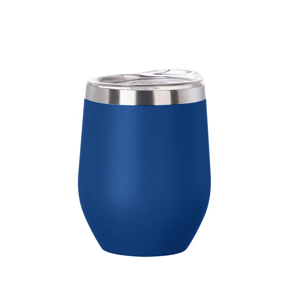12oz/360ml Stainless Steel Stemless Cup (Powder Coated, Dark Blue) thumbnail 1