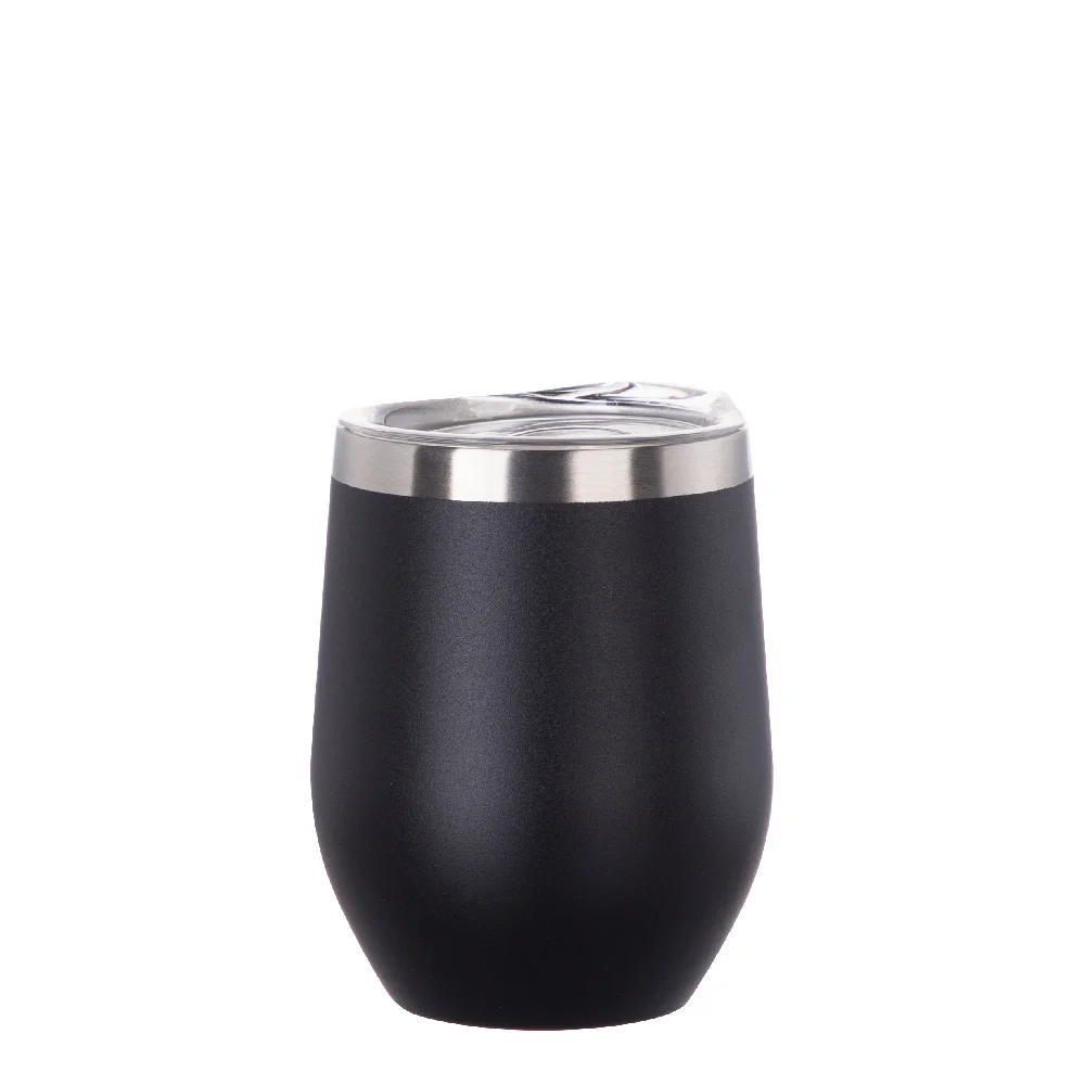 Powder Coated Stainless Steel Wine Glass(12OZ,Common Blank,Black)