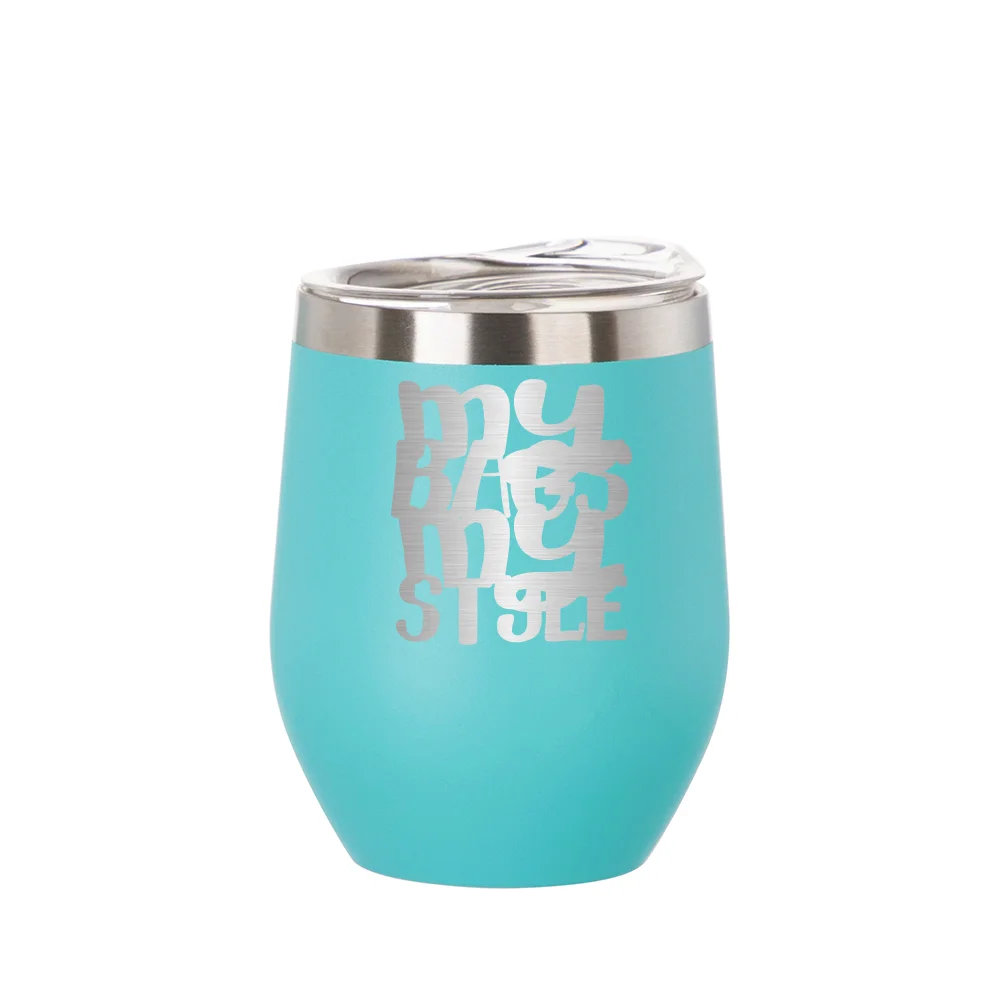 12oz/360ml Stainless Steel Stemless Cup (Powder Coated, Mint Green) thumbnail 2
