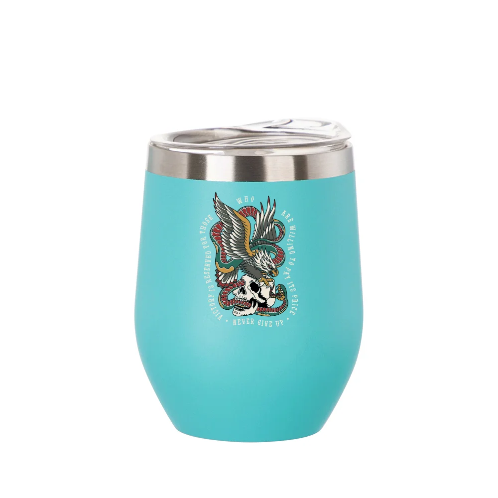 12oz/360ml Stainless Steel Stemless Cup (Powder Coated, Mint Green) thumbnail 3