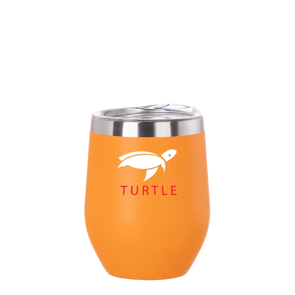 12oz/360ml Stainless Steel Wine Cup (Powder Coated, Orange) thumbnail 3