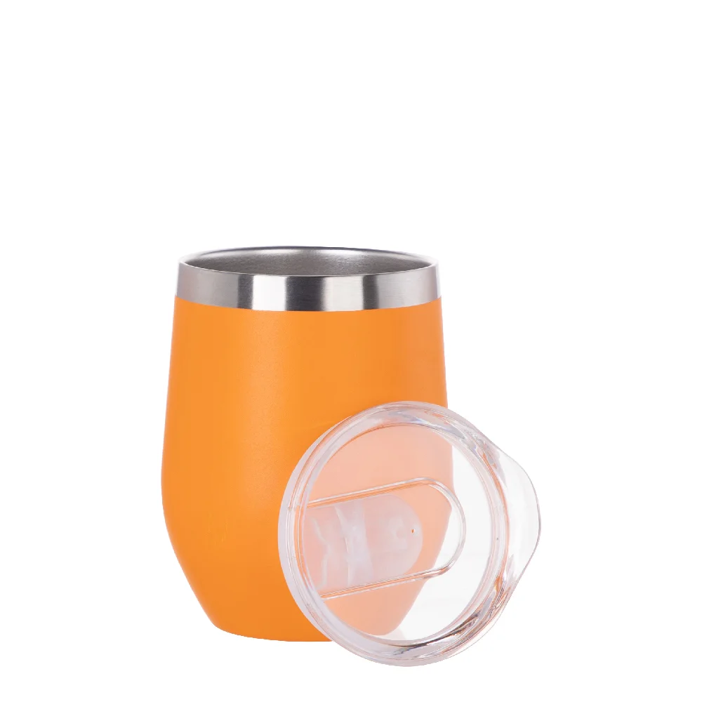 12oz/360ml Stainless Steel Wine Cup (Powder Coated, Orange) thumbnail 4