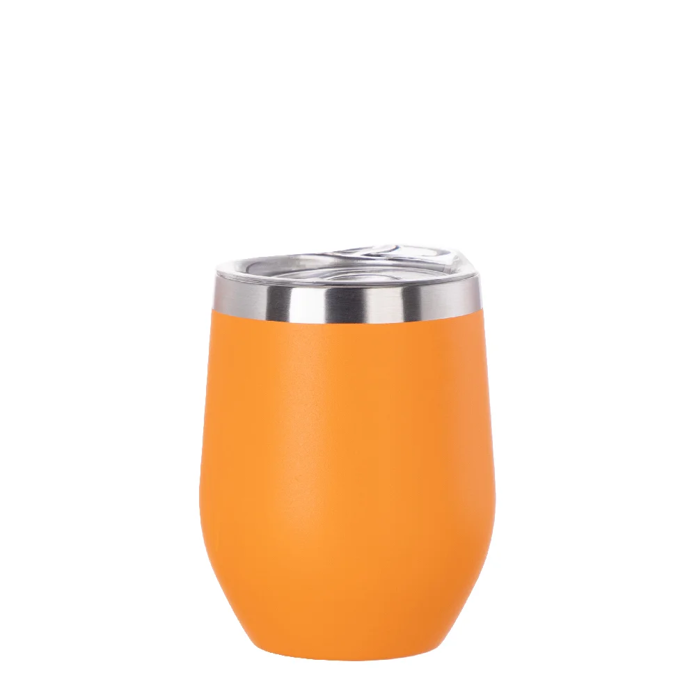 12oz/360ml Stainless Steel Wine Cup (Powder Coated, Orange)