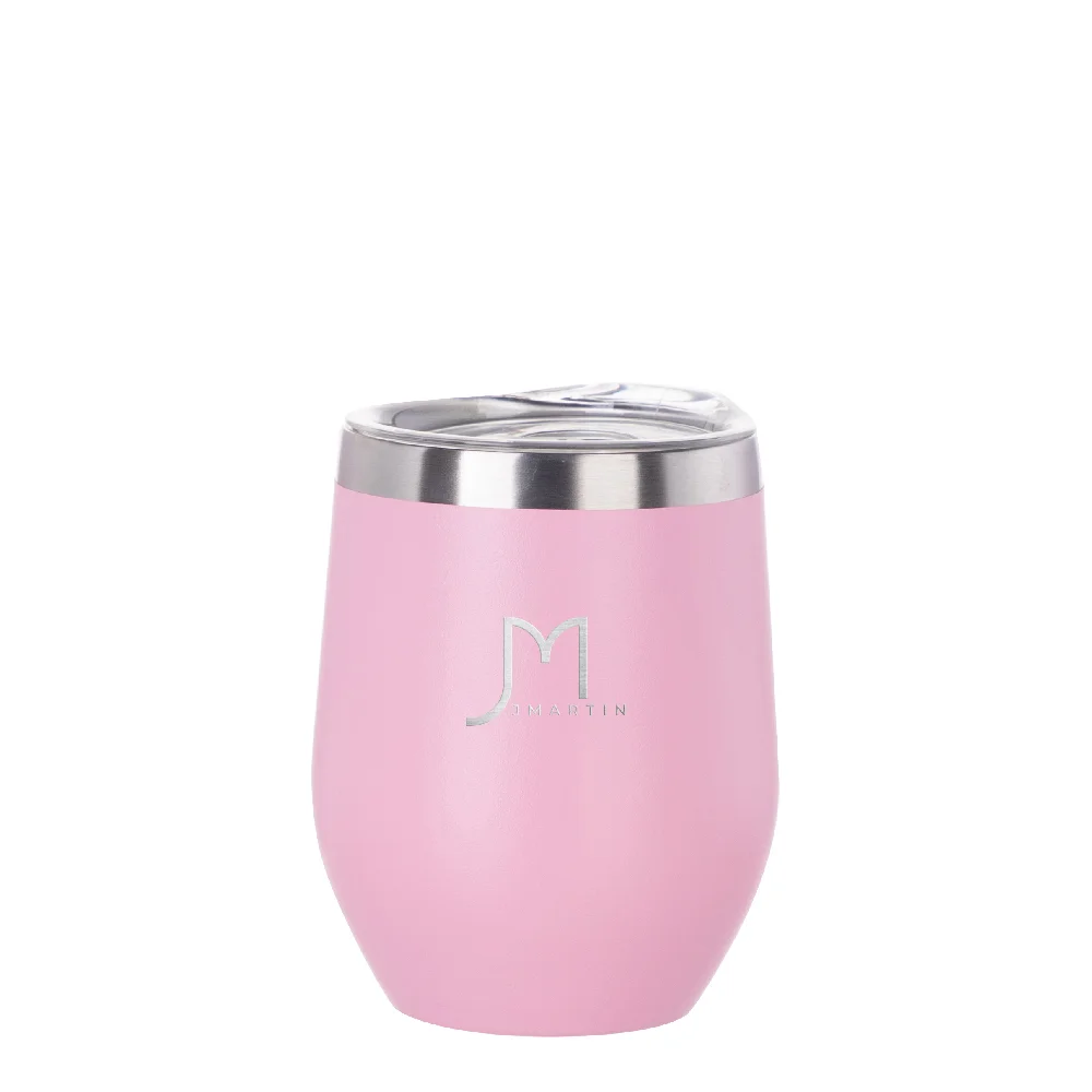 12oz/360ml Stainless Steel Wine Cup (Powder Coated, Pink)
