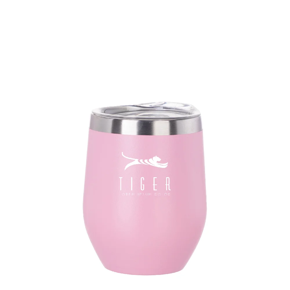 12oz/360ml Stainless Steel Wine Cup (Powder Coated, Pink) thumbnail 3