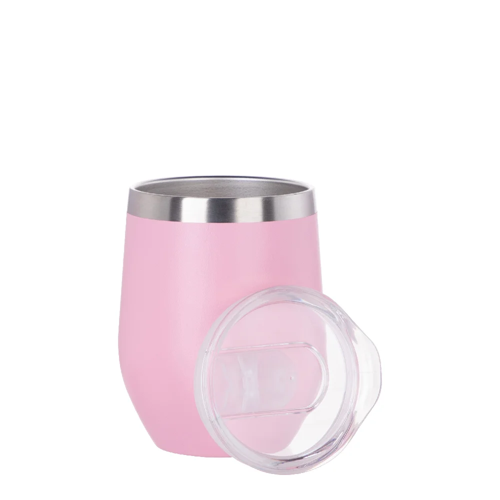 12oz/360ml Stainless Steel Wine Cup (Powder Coated, Pink) thumbnail 4