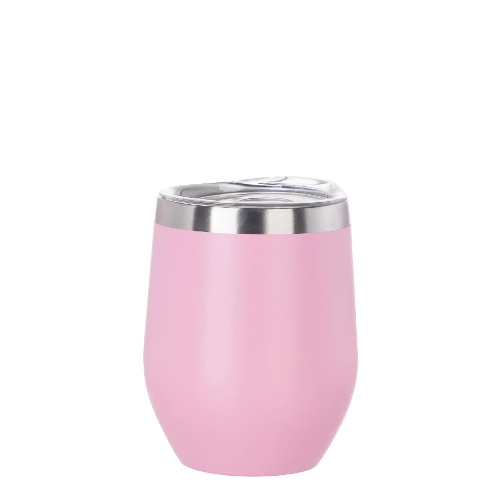 12oz/360ml Stainless Steel Wine Cup (Powder Coated, Pink)