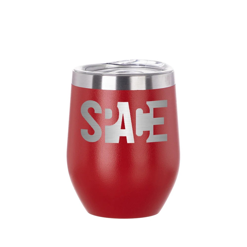 12oz/360ml Stainless Steel Stemless Cup (Powder Coated, Red) thumbnail 2