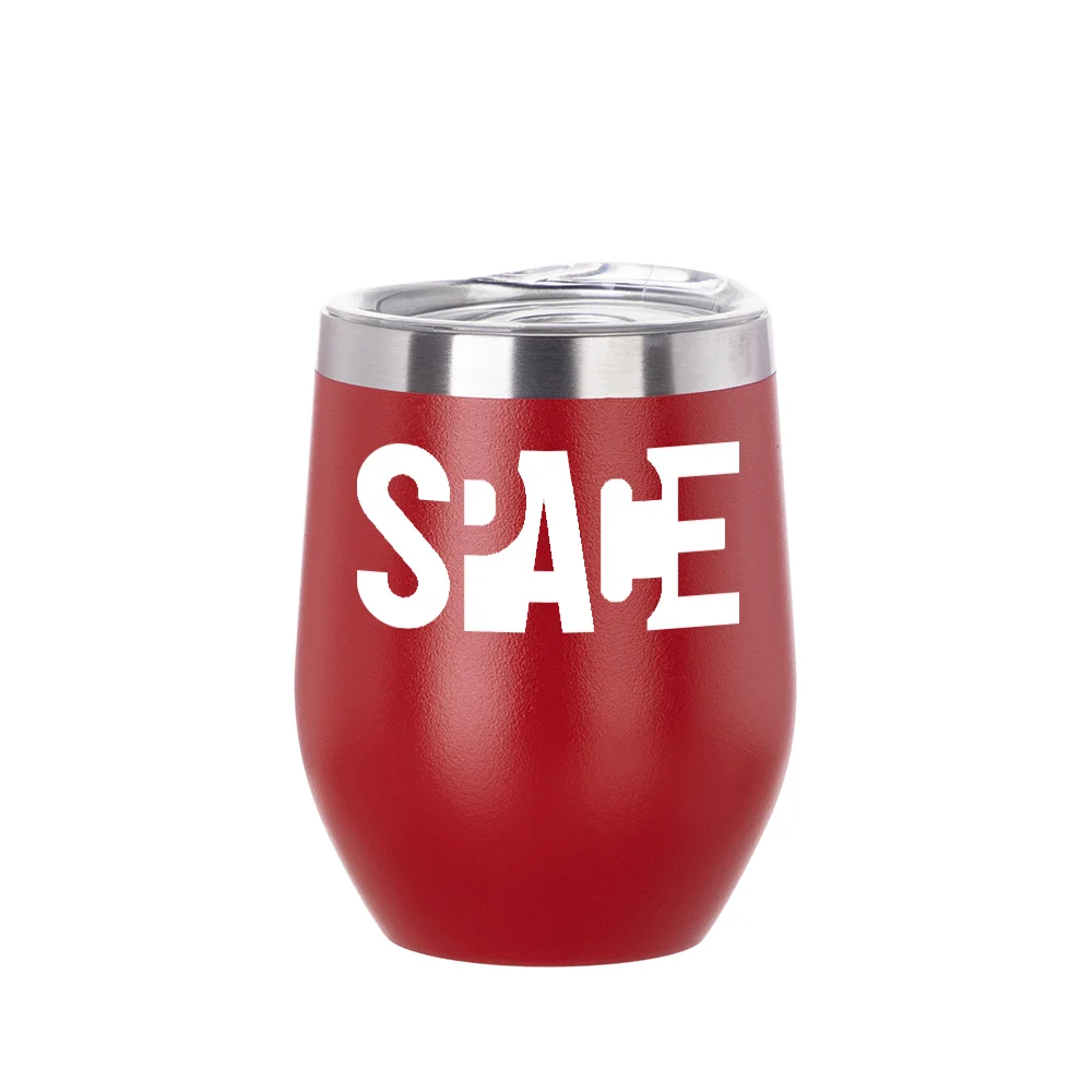 12oz/360ml Stainless Steel Stemless Cup (Powder Coated, Red) thumbnail 3