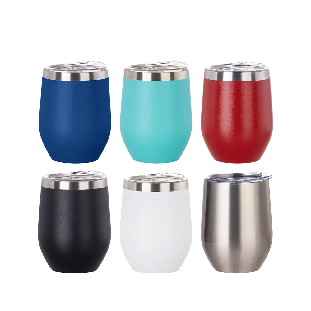12oz/360ml Stainless Steel Stemless Cup (Powder Coated, Red) thumbnail 4