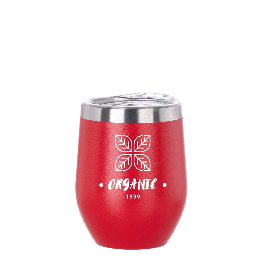 12oz/360ml Stainless Steel Wine Cup (Powder Coated, Red)