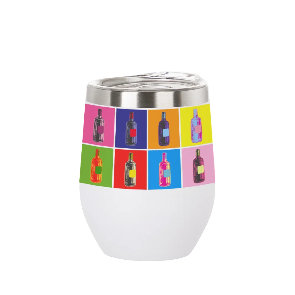 12oz/360ml Stainless Steel Stemless Cup (Powder Coated, White) thumbnail 3