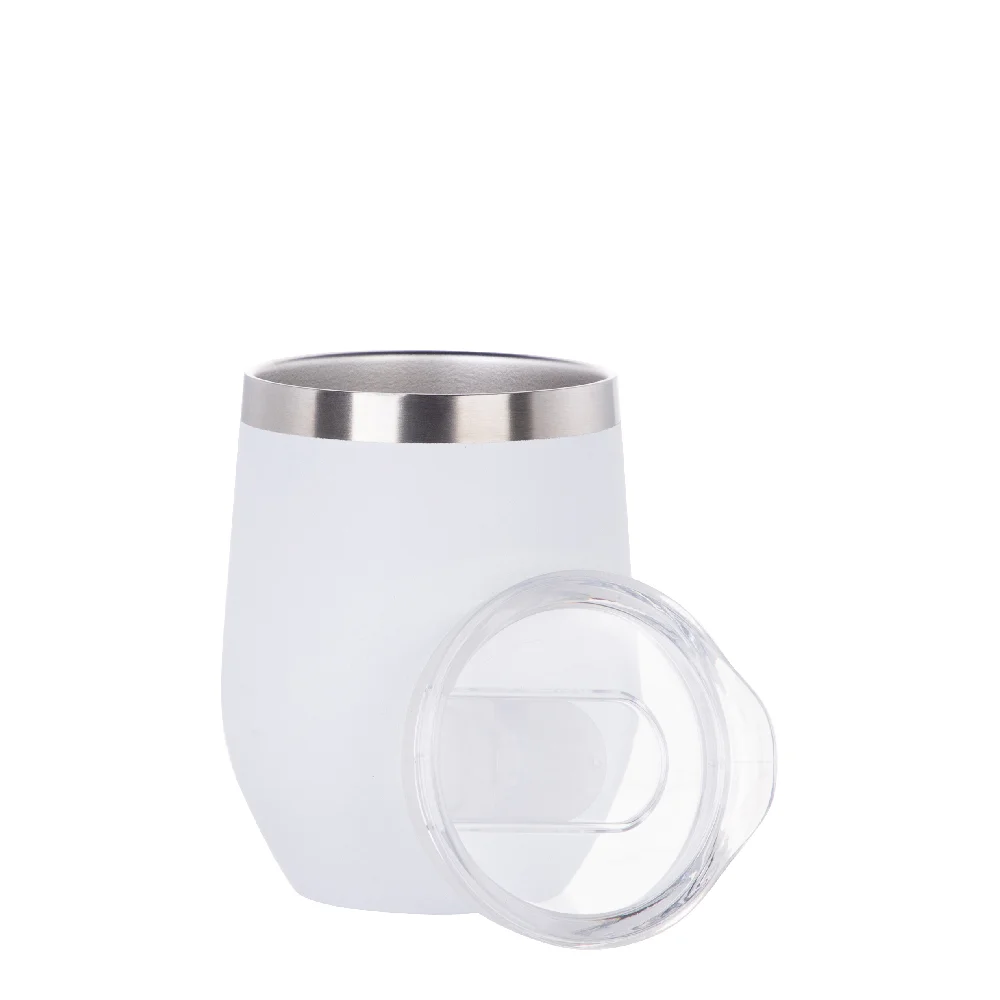 12oz/360ml Stainless Steel Wine Cup (Powder Coated, White) thumbnail 3
