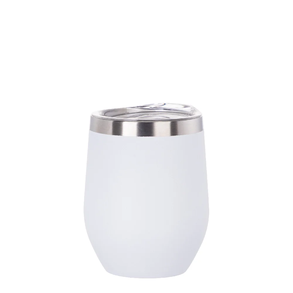 12oz/360ml Stainless Steel Wine Cup (Powder Coated, White)