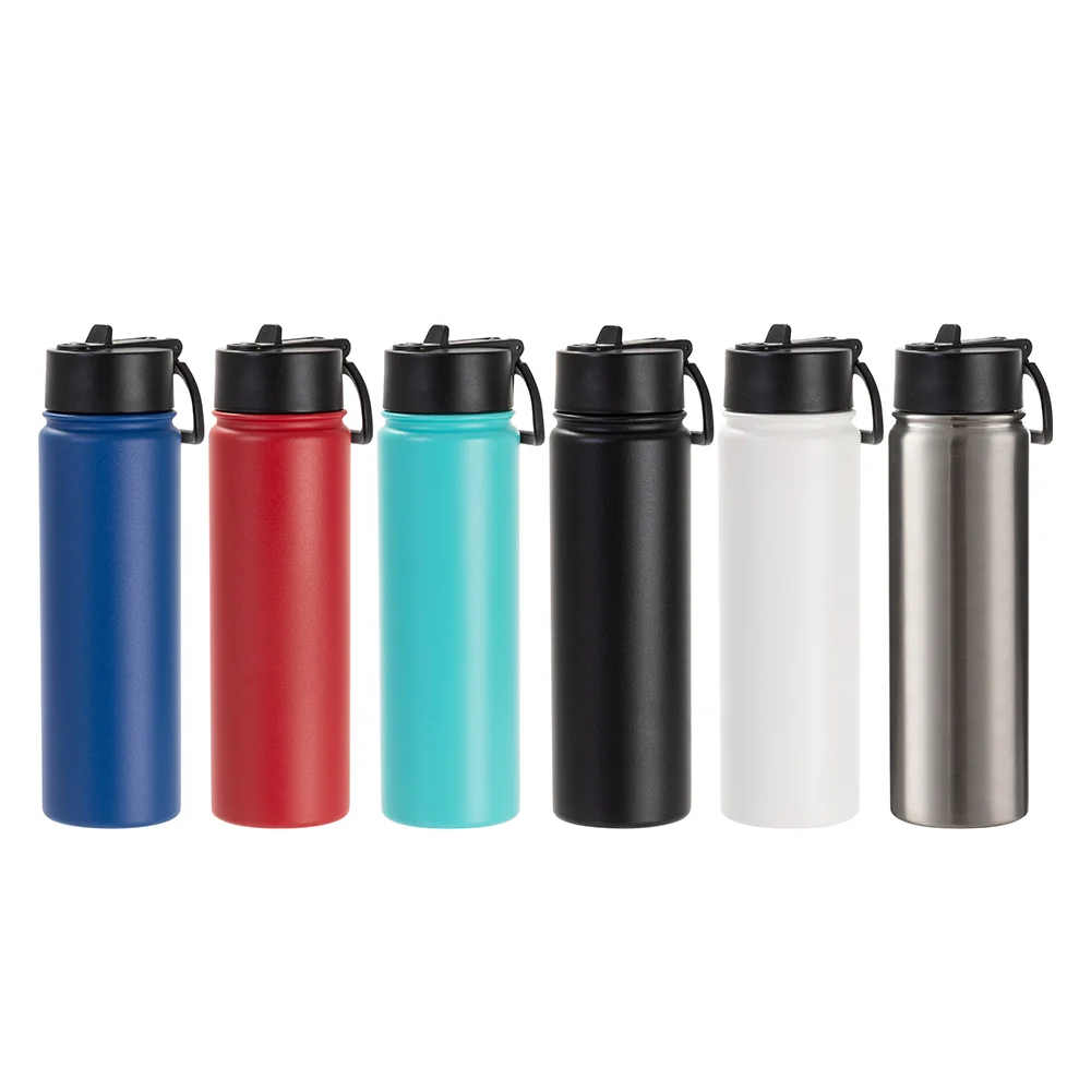 22oz/650ml Stainless Steel Flask with Wide Mouth Straw Lid & Rotating Handle (Powder Coated, Mint Green) thumbnail 4