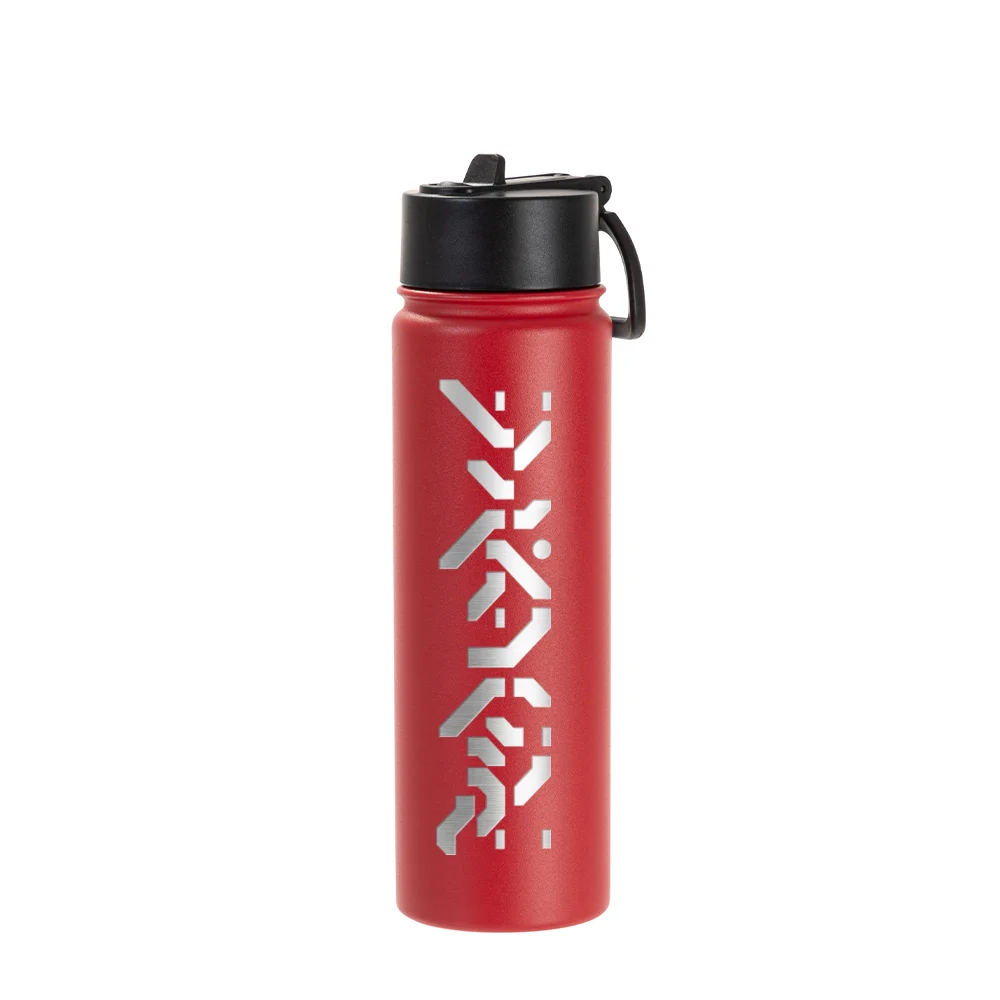 22oz/650ml Stainless Steel Flask with Wide Mouth Straw Lid & Rotating Handle (Powder Coated, Red) thumbnail 3