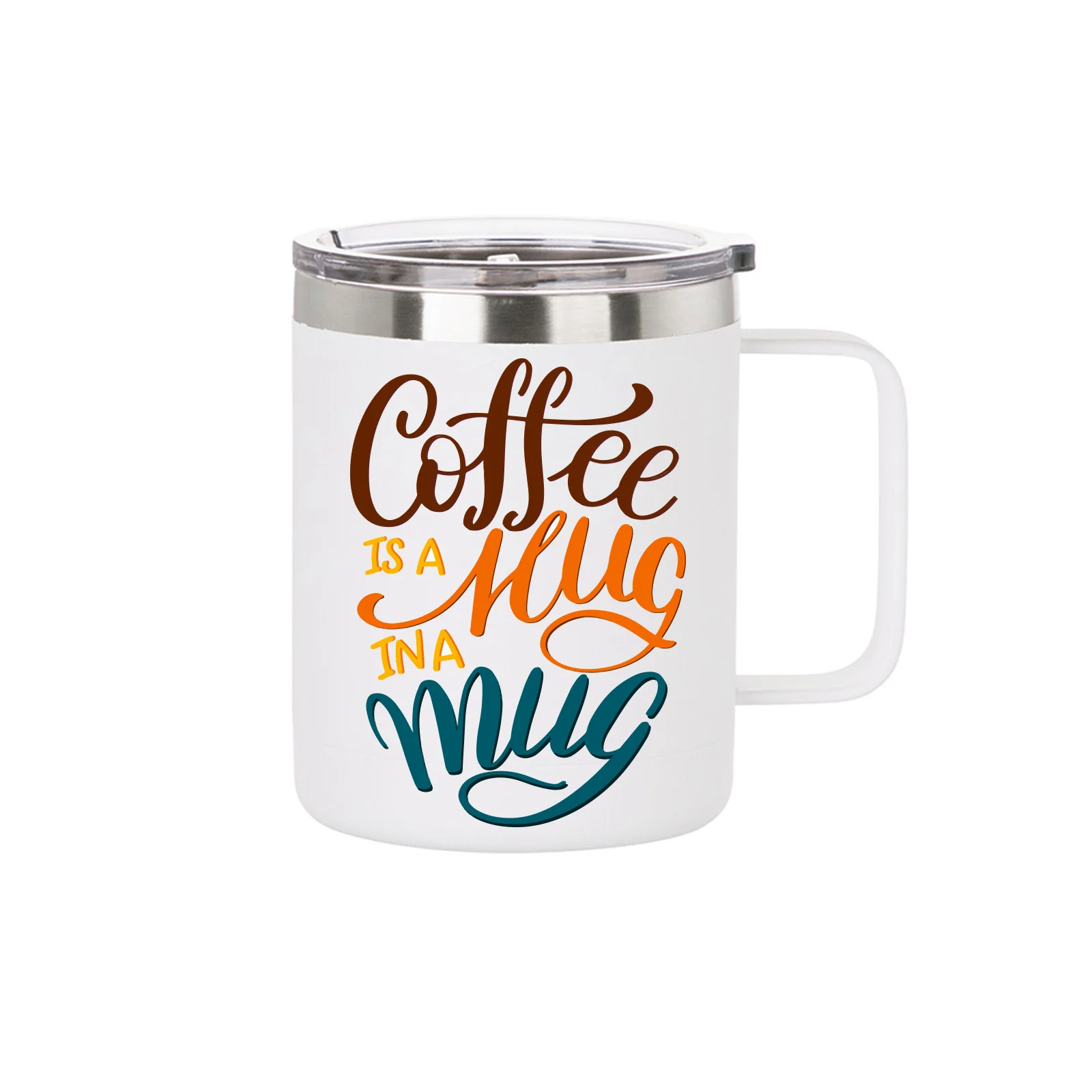 10oz/300ml Stainless Steel Coffee Cup (Sublimation, Matt White) thumbnail 2