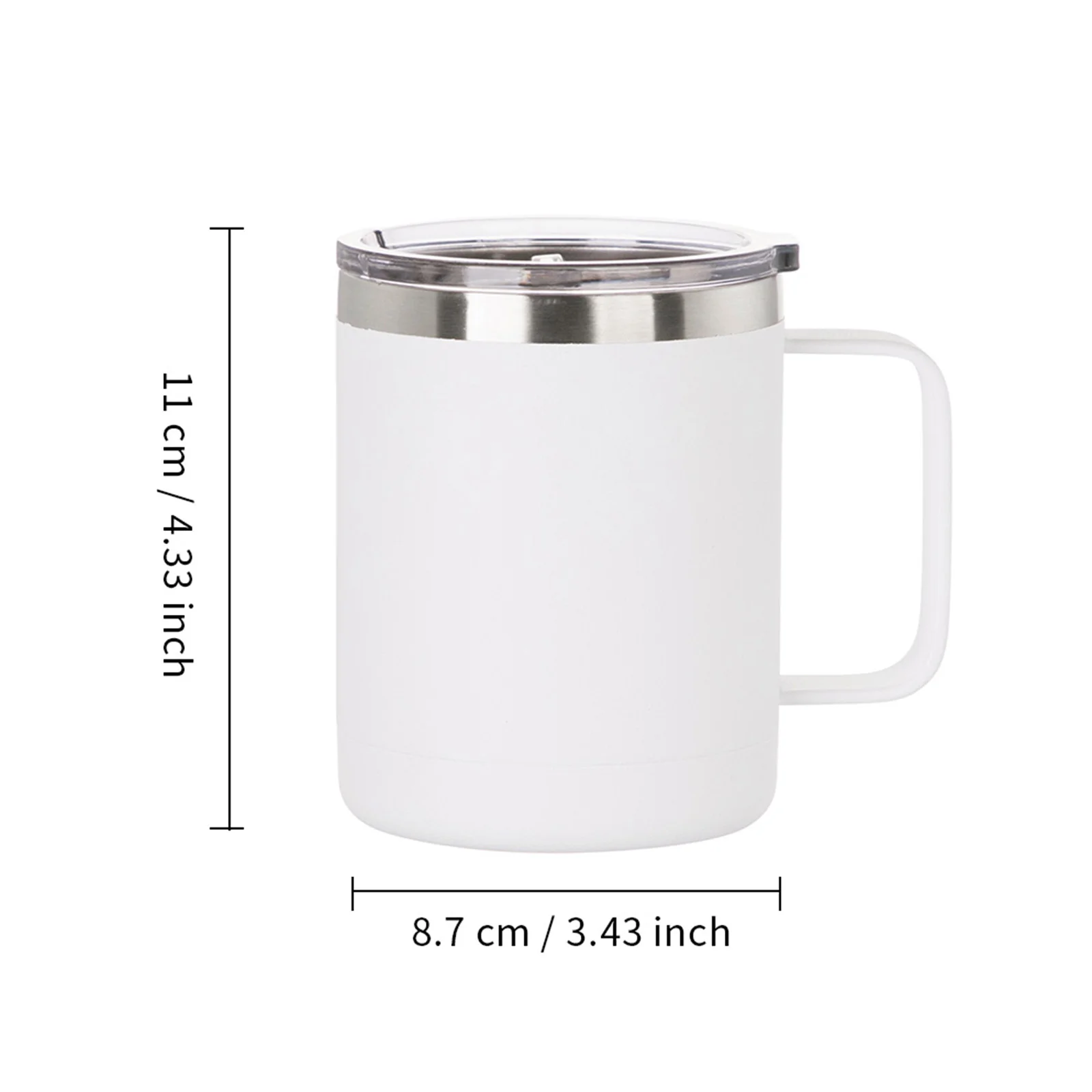 10oz/300ml Stainless Steel Coffee Cup (Sublimation, Matt White) thumbnail 3
