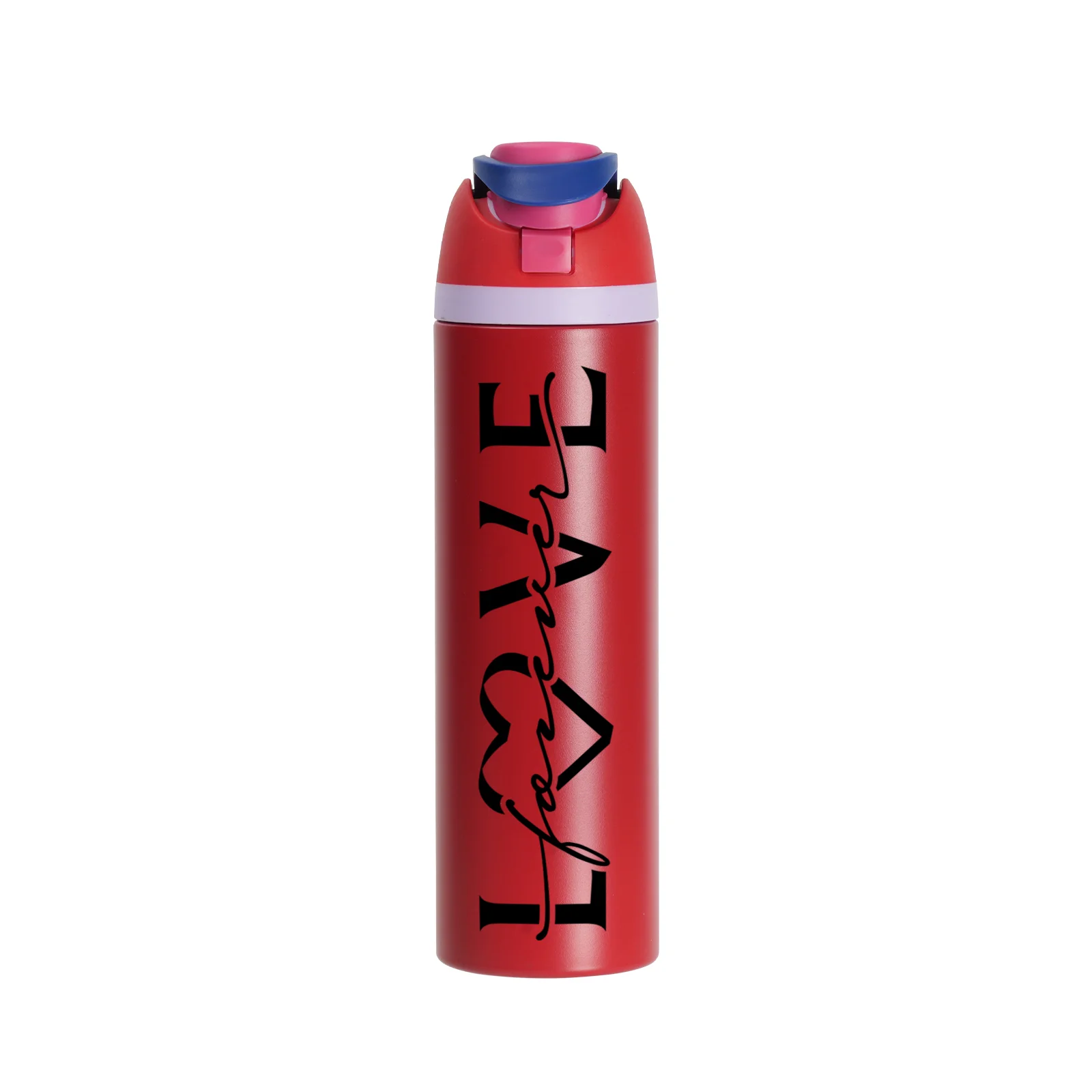 32oz 960ml Stainless Steel Water Bottle with Sip Spout and Push-button Lid with Lock (Powder Coated, Red) thumbnail 2