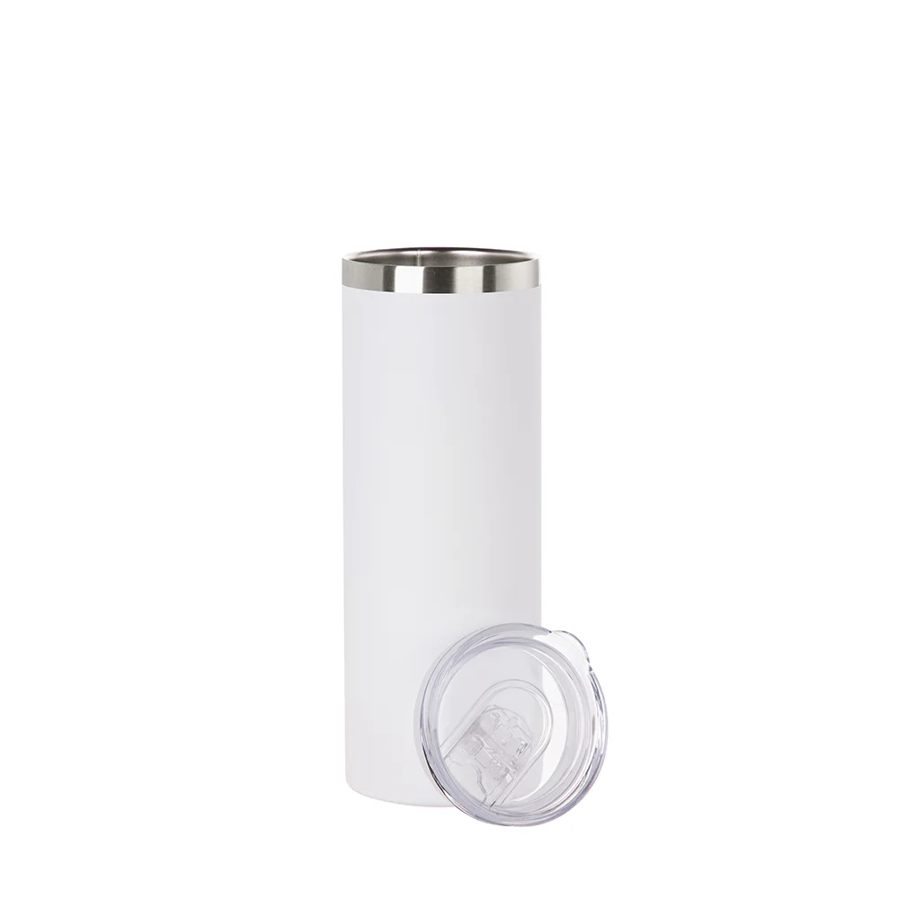 20oz/600ml Stainless Steel Tumbler with Straw & Lid (Sublimation, Matt White) thumbnail 5