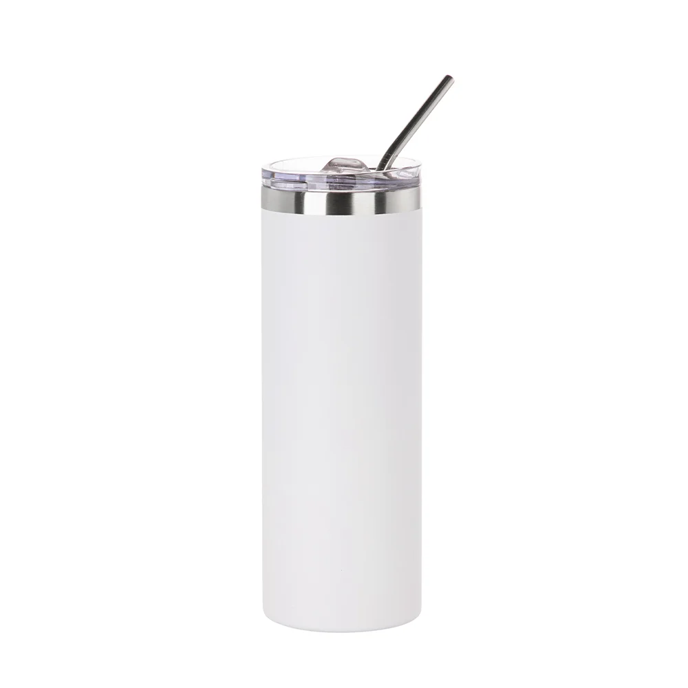 20oz/600ml Stainless Steel Tumbler with Straw & Lid (Sublimation, Matt White)