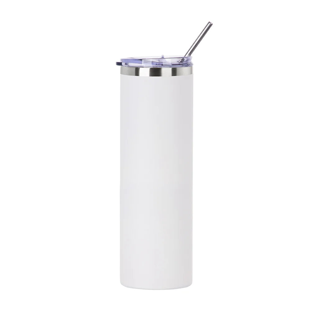 30oz/900ml Stainless Steel Tumbler with Straw & Lid (Sublimation, Matt White) thumbnail 1