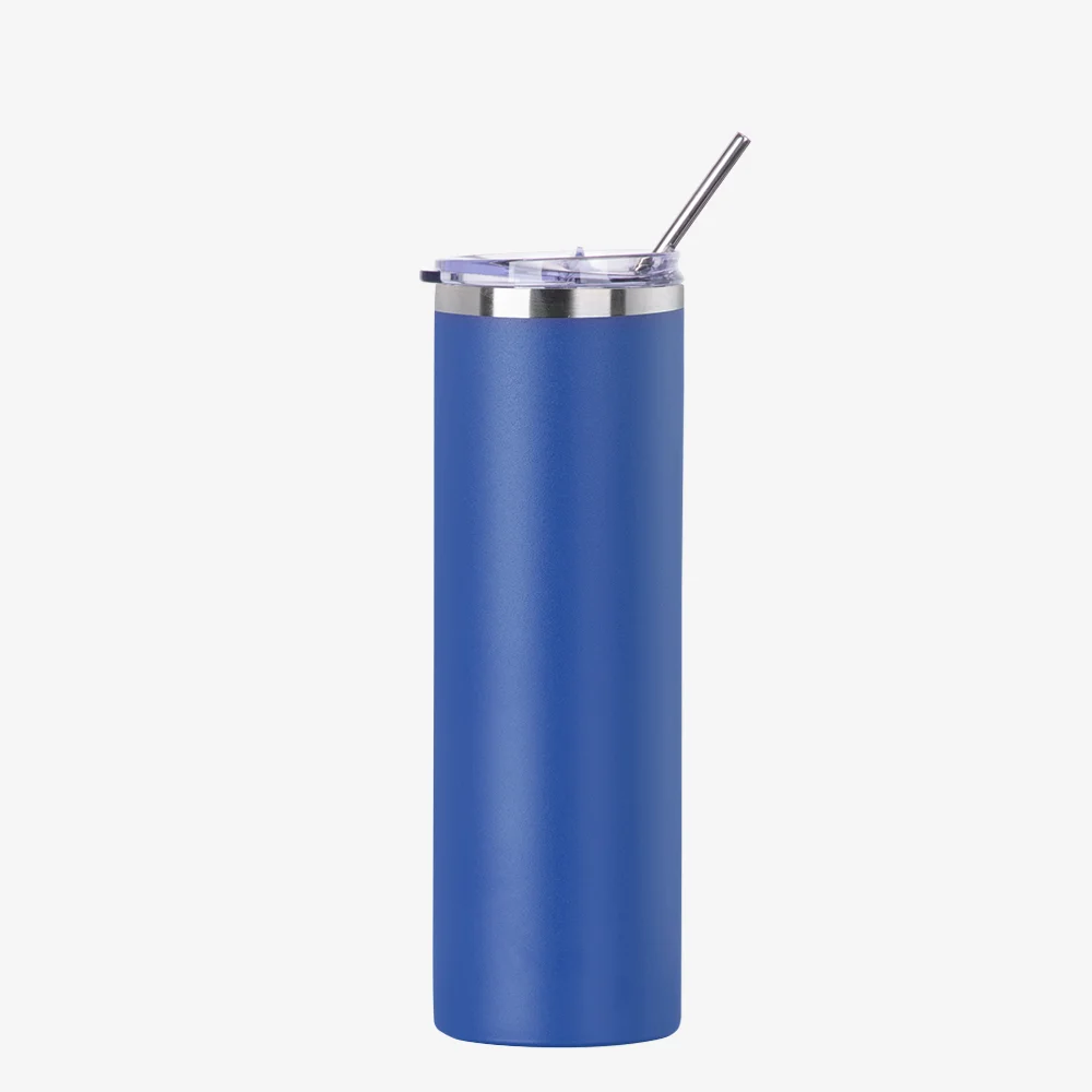 30oz/900ml Stainless Steel Tumbler with Straw & Lid (Powder Coated, Dark Blue) thumbnail 1