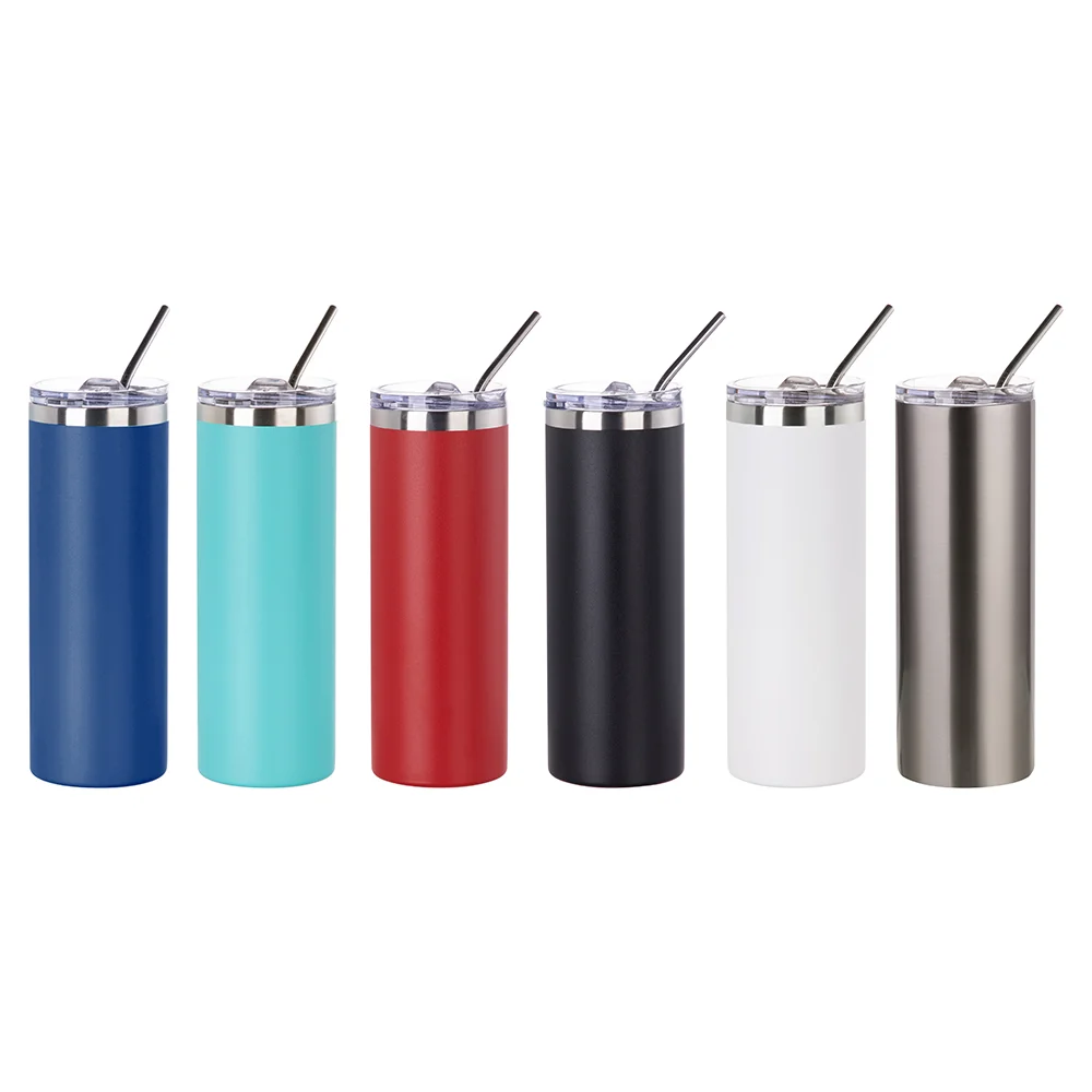 20oz/600ml Stainless Steel Tumbler with Straw & Lid (Powder Coated, Black) thumbnail 5