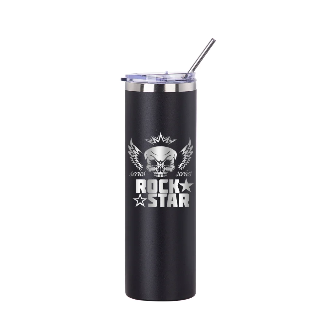 30oz/900ml Stainless Steel Tumbler with Straw & Lid (Powder Coated, Black) thumbnail 2