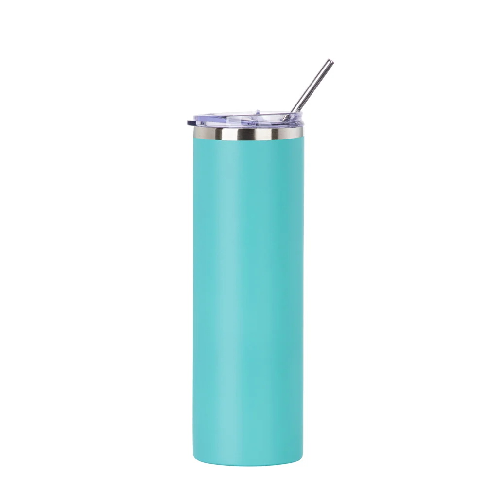 30oz/900ml Stainless Steel Tumbler with Straw & Lid (Powder Coated, Mint Green) thumbnail 1
