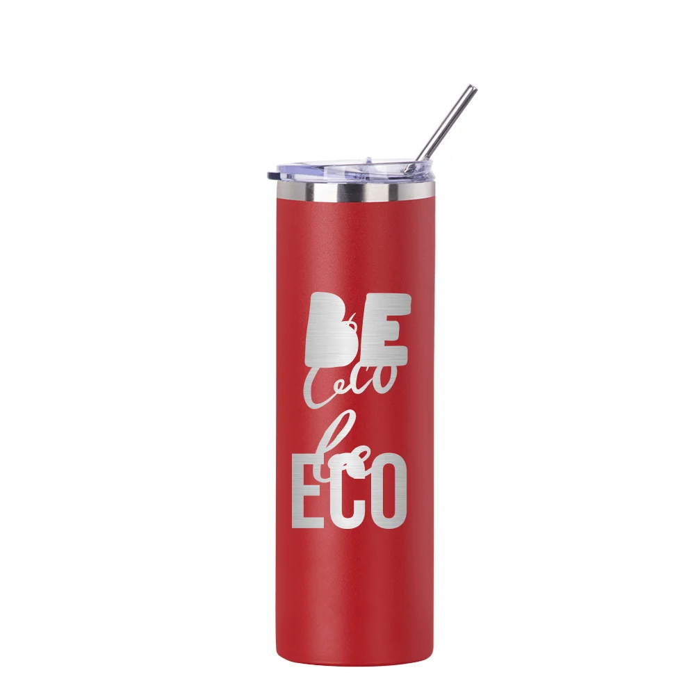 30oz/900ml Stainless Steel Tumbler with Straw & Lid (Powder Coated, Red) thumbnail 2