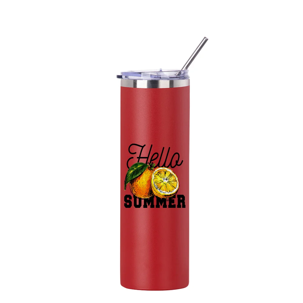 30oz/900ml Stainless Steel Tumbler with Straw & Lid (Powder Coated, Red) thumbnail 3