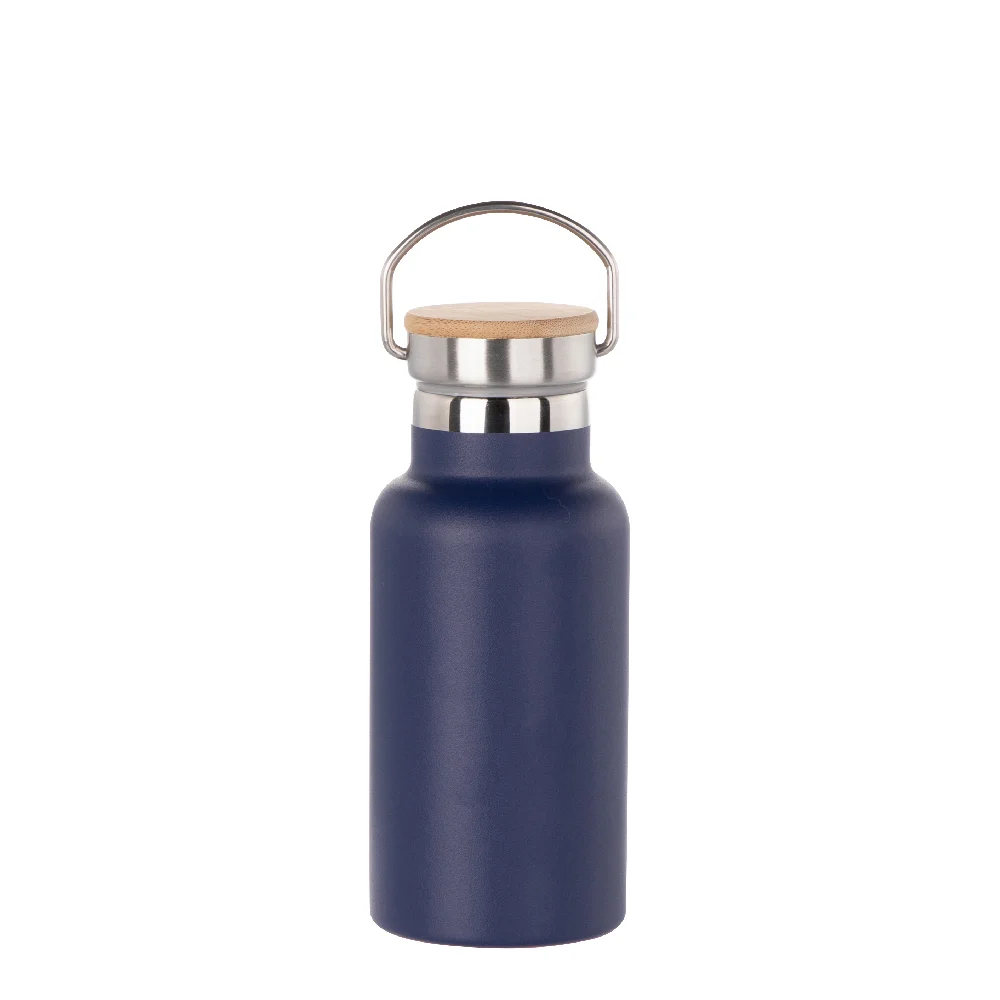 350ml Insulated Sports Water Bottle with Bamboo Lid (Dark Blue) thumbnail 1