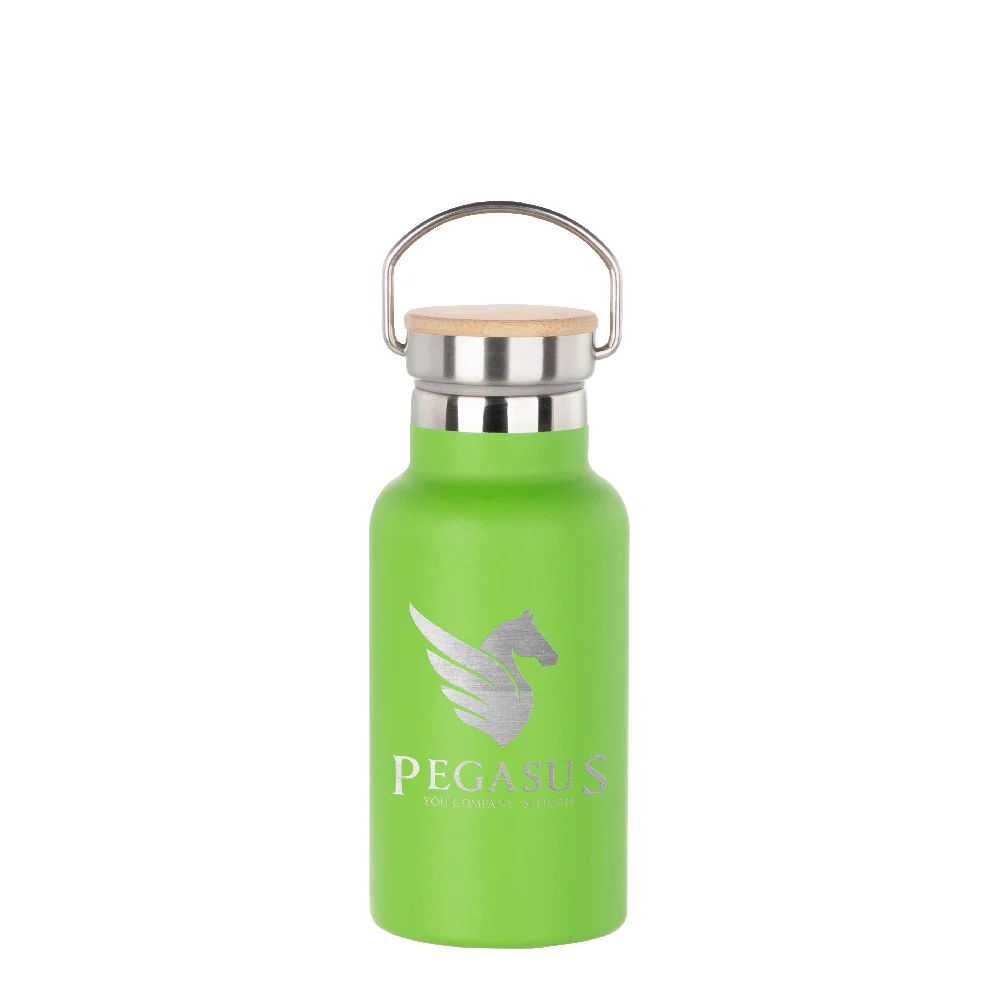 350ml Insulated Sports Water Bottle with Bamboo Lid (Grass Green) thumbnail 2