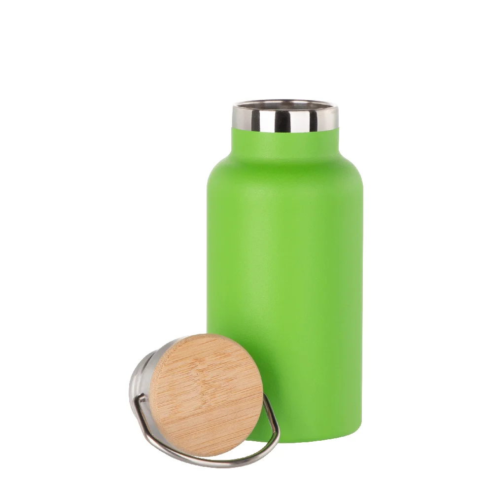 350ml Insulated Sports Water Bottle with Bamboo Lid (Grass Green) thumbnail 4