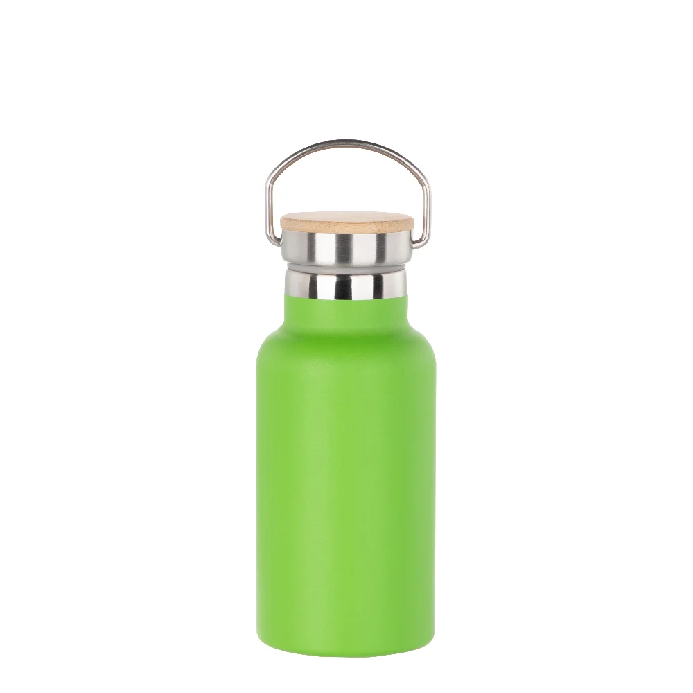 350ml Insulated Sports Water Bottle with Bamboo Lid (Grass Green) thumbnail 1