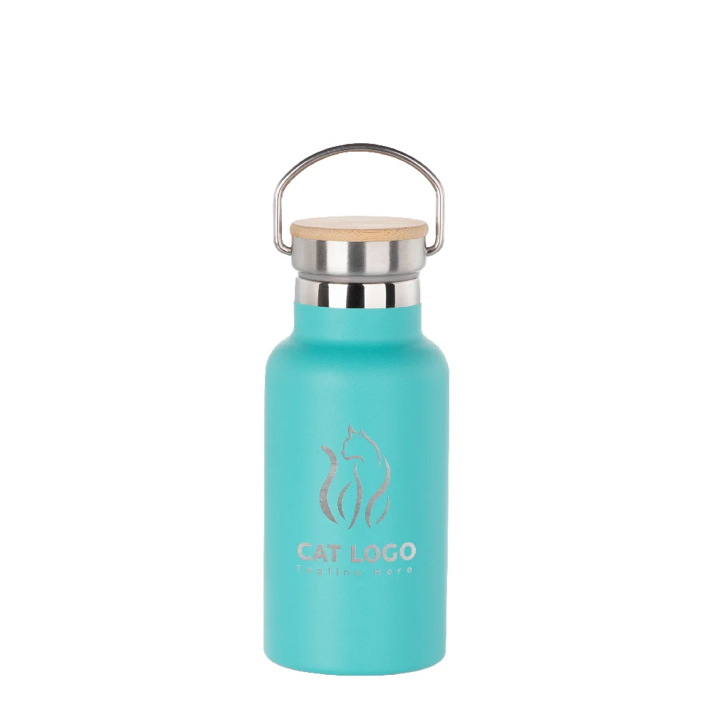 350ml Insulated Sports Water Bottle with Bamboo Lid (Mint Green)