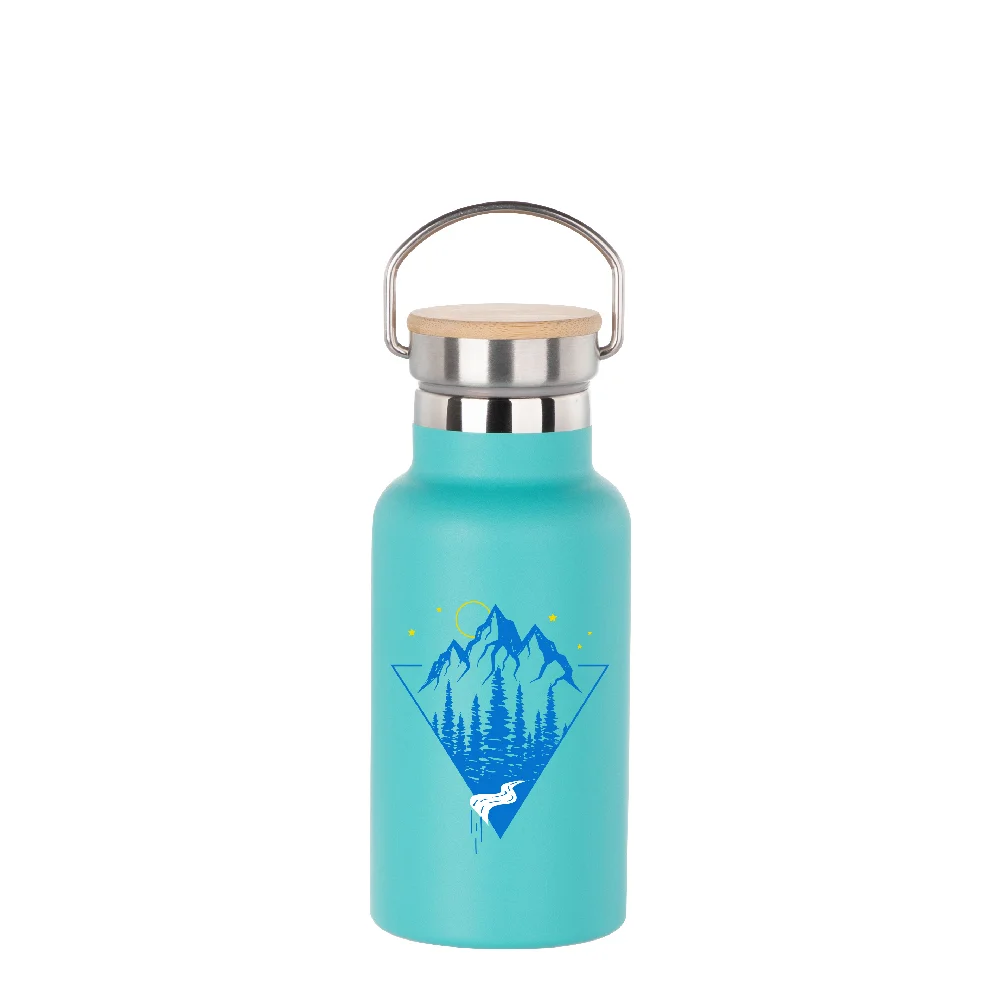 350ml Insulated Sports Water Bottle with Bamboo Lid (Mint Green) thumbnail 3