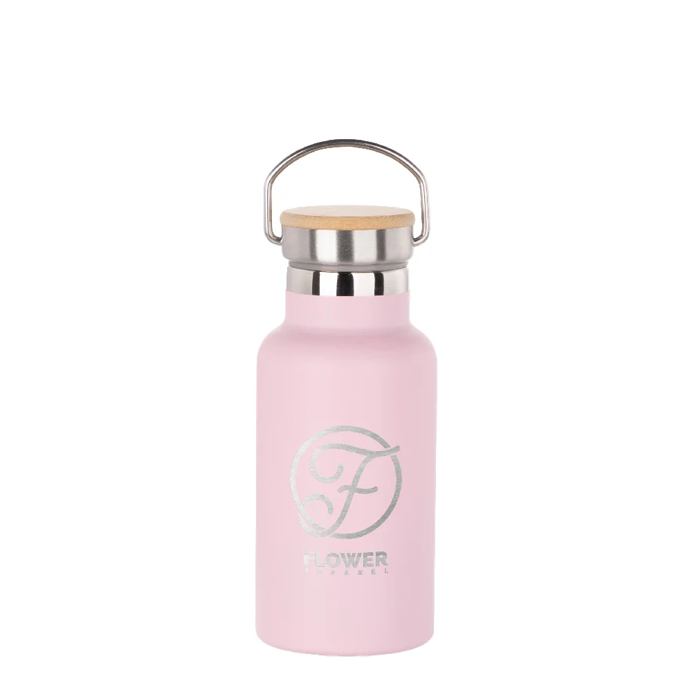 350ml Insulated Sports Water Bottle with Bamboo Lid (Pink) thumbnail 2