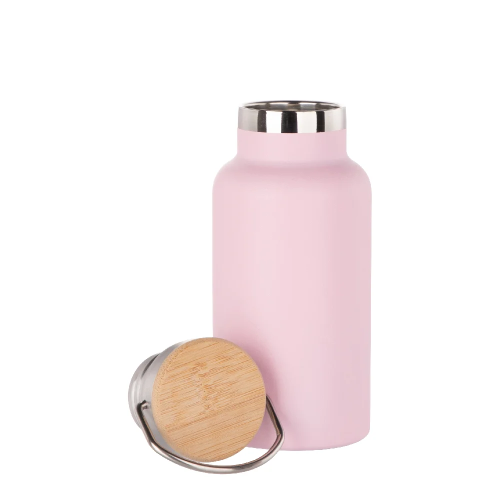 350ml Insulated Sports Water Bottle with Bamboo Lid (Pink) thumbnail 4