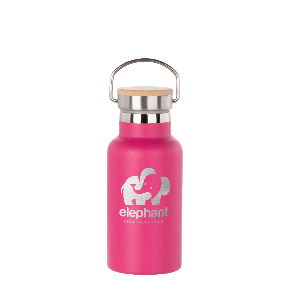 350ml Insulated Sports Water Bottle with Bamboo Lid (purple red) thumbnail 2