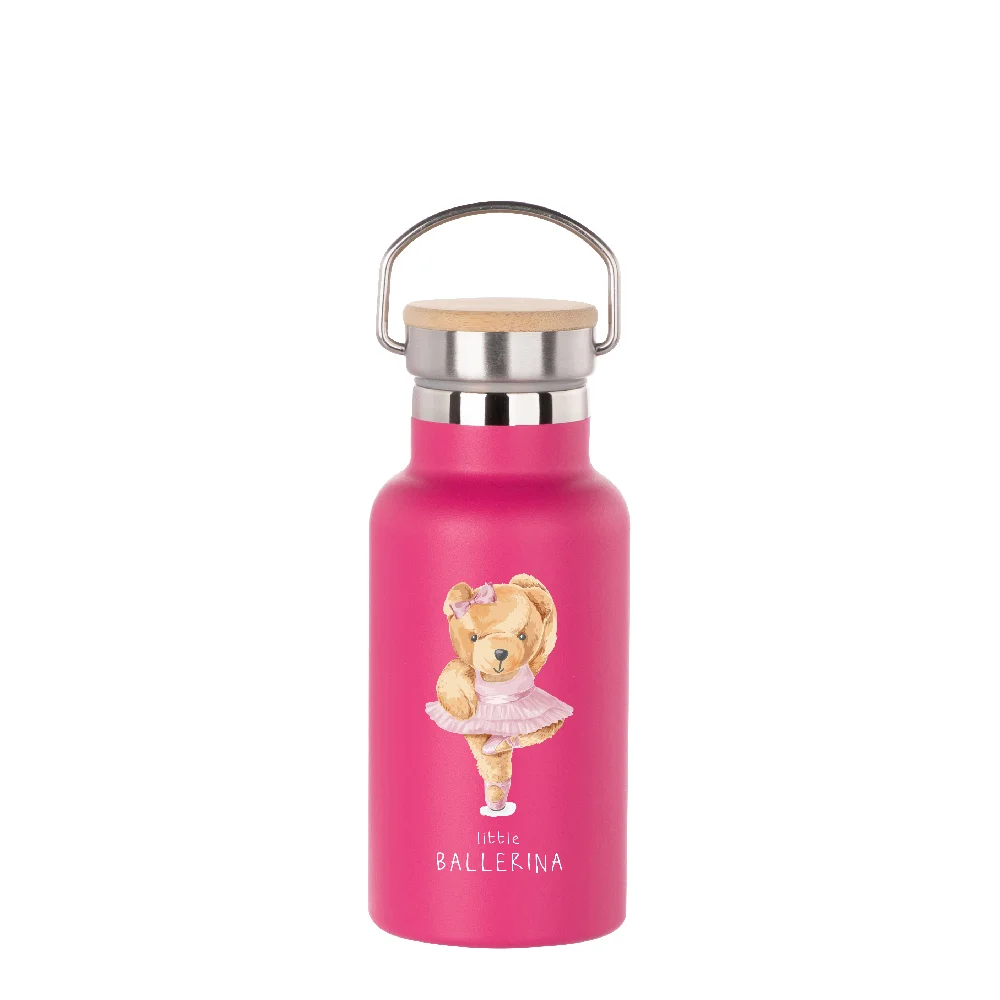 350ml Insulated Sports Water Bottle with Bamboo Lid (purple red) thumbnail 3