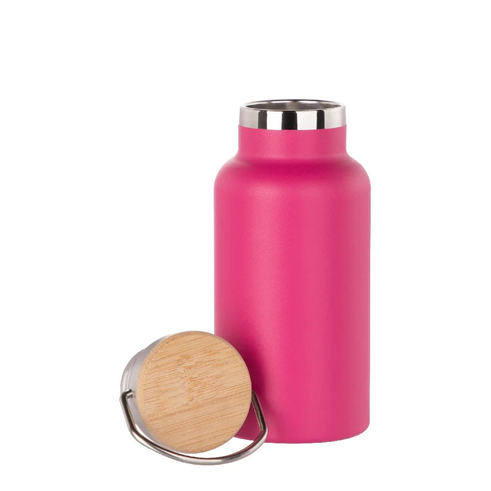 350ml Insulated Sports Water Bottle with Bamboo Lid (purple red) thumbnail 4