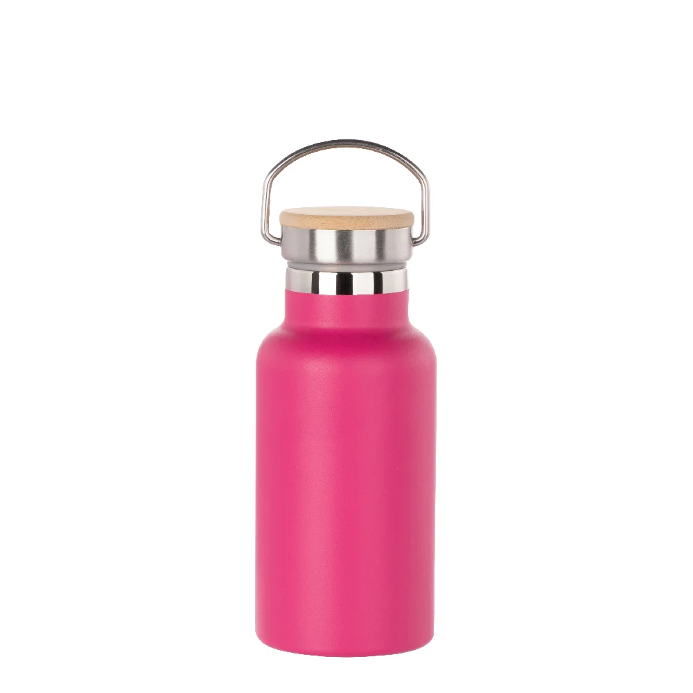 350ml Insulated Sports Water Bottle with Bamboo Lid (purple red) thumbnail 1
