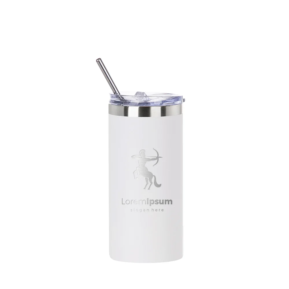 16oz/480ml Stainless Steel Tumbler with Straw & Lid (Sublimation, Matt White) thumbnail 3
