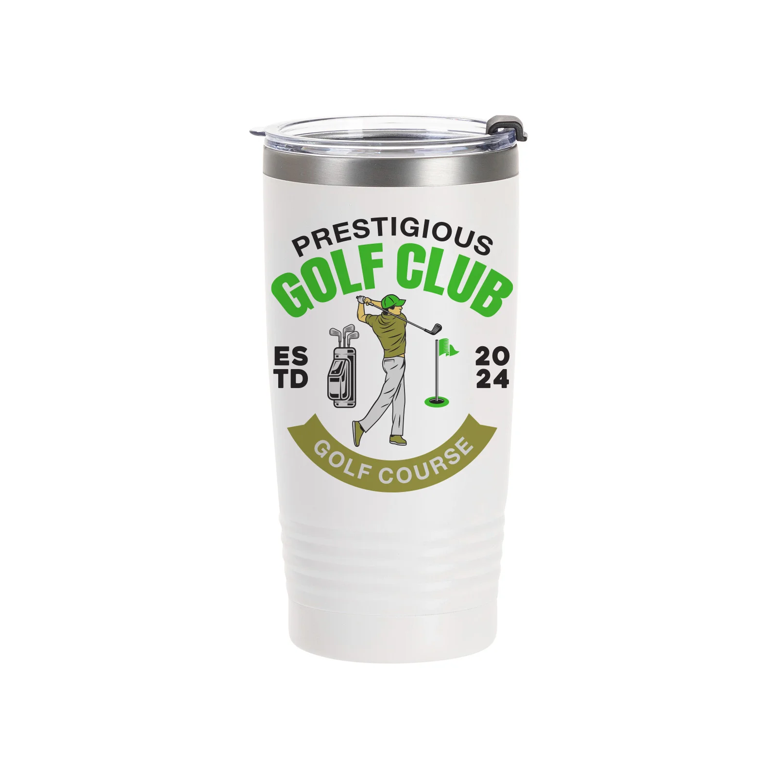 20oz/600ml Stainless Steel Tumbler w/ Ringneck Grip (Sublimation, Matt White)
