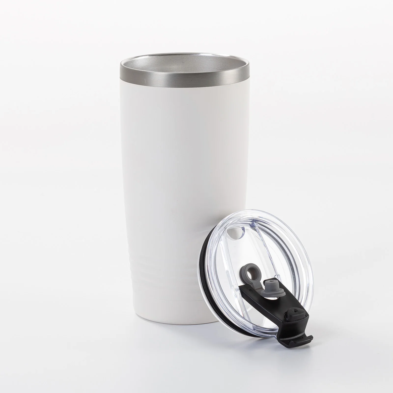 20oz/600ml Stainless Steel Tumbler w/ Ringneck Grip (Sublimation, Matt White) thumbnail 3