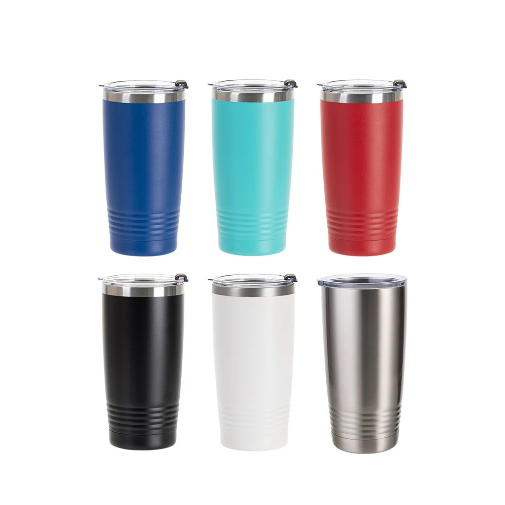 20oz/600ml Stainless Steel Tumbler w/ Ringneck Grip (Sublimation, Matt White) thumbnail 5