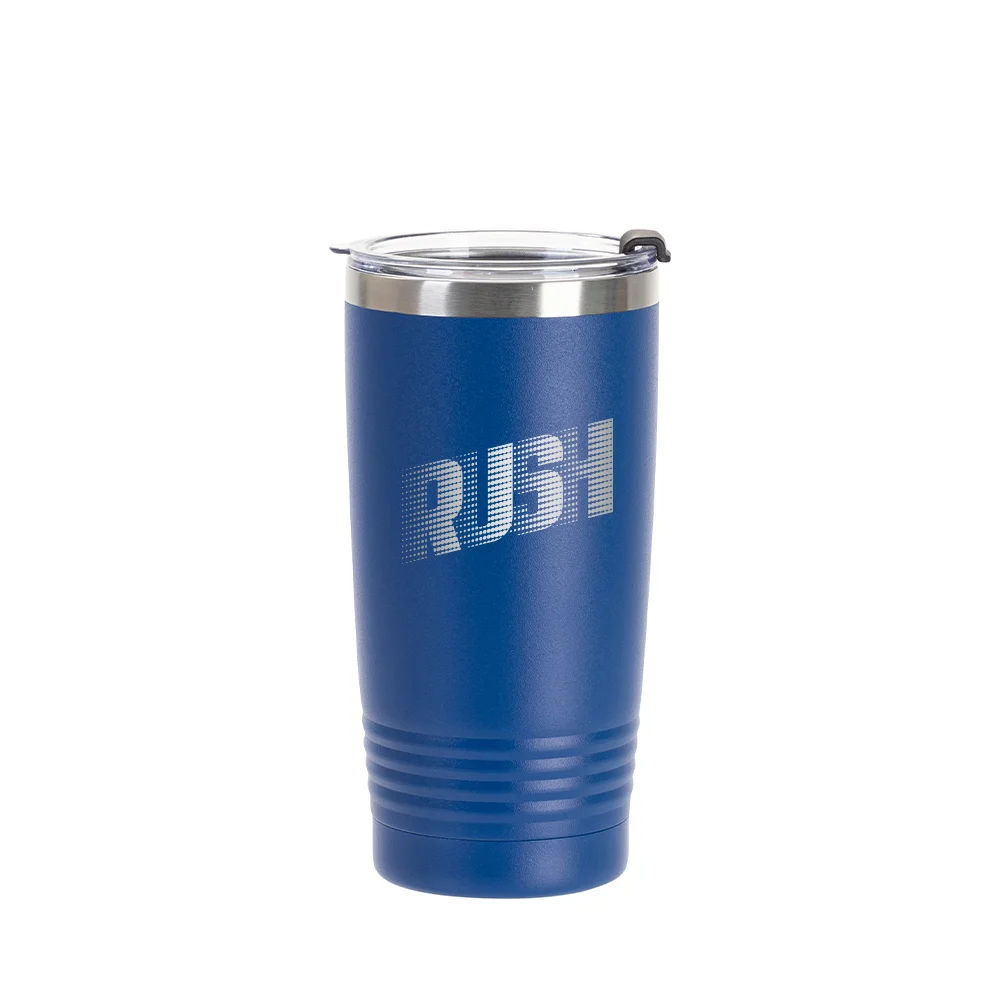 20oz/600ml Stainless Steel Tumbler w/ Ringneck Grip (Powder Coated, Dark Blue) thumbnail 3